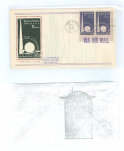US 853 1939 3c New York World's Fair (Trylon & Perisphere) pair on an addressed (handstamp) with a Fidelity cachet & ano...