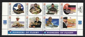 Micronesia Pioneers of Flight 7th series 8v Bottom Strip 1995 MNH SG#453-460