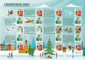 2014 Christmas Royal Mail Smiler Sheet Andrew Bannecker's Illustrations SG LS90