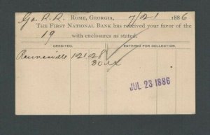 DATED 1886 PC FIRST NATIONAL BANK OF ROME GA 