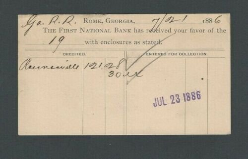 DATED 1886 PC FIRST NATIONAL BANK OF ROME GA 