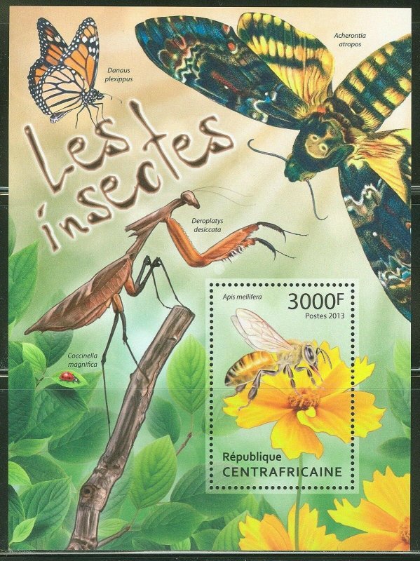 CENTRAL AFRICA 2013  INSECTS   SOUVENIR SHEET MINT NH