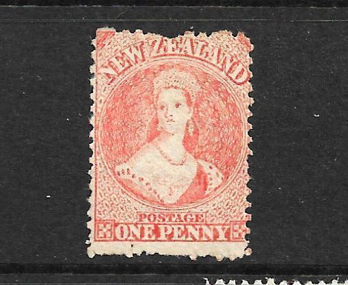 NEW ZEALAND 1864-67  1d  ORANGE   FFQ  MNG  P12 1/2   CP A1M5   SG 112 CHALON