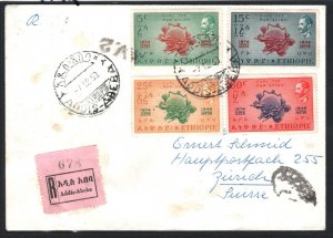 ETHIOPIA Cover *AV2* CACHET Air Mail Registered 1950 SWITZERLAND Zurich MA122