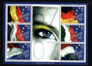 Gibraltar-Sc#1066-unused NH sheet-Flags-Treaty of Rome-2007-