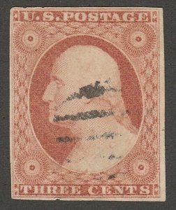 DS-1646 GENERAL ISSUE 1855 SCOTT 11 3c DULL RED FULL MARGINS $25