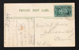 Canada #97 Used on Quebec Post Card to USA 1908