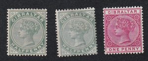 Gibraltar # 8-10, Queen Victoria, Mint Hinged, 1/3 Cat.