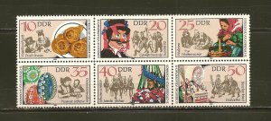 Germany DDR Folk Art Se-Tenant Block of 6 MNH