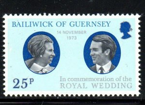 GUERNSEY #90  1973  PRINCESS ANNE & MARK PHILLIPS   MINT  VF NH  O.G