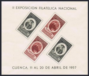 Ecuador 614a,C312a,C314a sheets, MNH. Mi Bl.2-4. Founding of Guenca-400. 1957.