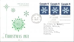 Canada 1971 FDC - Christmas - Ottawa, Ont - 3 x 6c Stamp - J4014