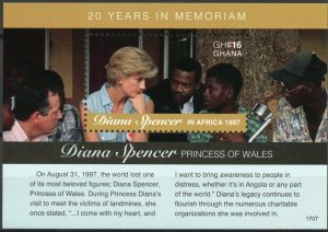 Ghana 2017 MNH Princess Diana of Wales in Africa 20th 1v S/S III Royalty Stamps