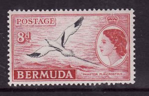 Bermuda-Sc #153-unused NH-8p red & blk-QEII-Tropic Bird-1955-