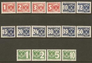 Austria #J159-74 NH Postage Dues