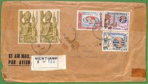 ZA1882 -  LAOS - Postal History  Registered COVER to USA 1963 Telecommunications