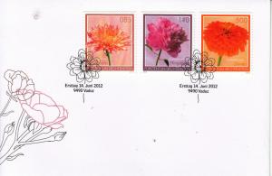 Liechtenstein 2012 FDC Garden Flowers 3v Set Cover Dahlia Peony Zinnia