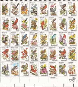 US Stamp - 1982 State Birds & Flowers - 50 Stamp Sheet - #1953A-2002A