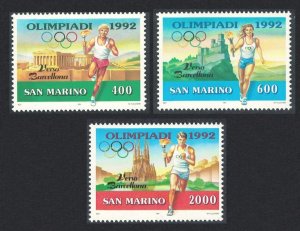 San Marino Olympic Games Barcelona 1992 3v 1991 MNH SG#1398-1400