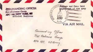 United States A.P.O.'s Official Free Mail Department of the Army 1957 Army-Ai...