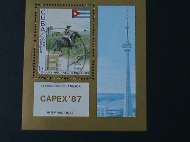 ​CUBA-1987-SC#2953- WORLD STAMPS SHOW CAPEX'87 -CTO-S/S-VF FANCY CANCEL