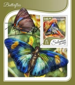 SOLOMON ISLANDS - 2017 - Butterflies - Perf Souv Sheet - MNH