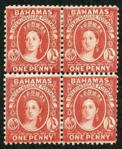 Bahamas SG40 1d Scarlet-vermilion Wmk Crown CA Perf 12 M/Mint Block