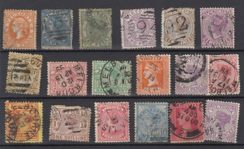 Victoria State QV Collection Of 18 Fine Used JK6317