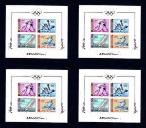 Lot of 4 Ajman # 36b 1964 Olympics Imperforate NH Souvenir Sheets