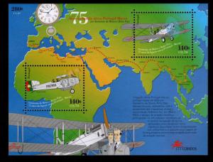 Portugal Scott 2290a MNH**  airplane route map souvenir sheet