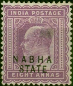Nabha 1903 8a Purple SG44 Fine & Fresh LMM