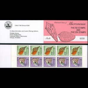 MICRONESIA 1989 - Scott# 88b Booklet-Seashells 15/25c NH