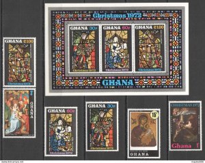 Ss1170 Ghana Art Paintings Christmas 1972 #486-92 Kb+Set Mnh