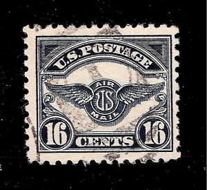 US Air Mail Sc#  C 5  16¢ Air Mail  USED  - Light Cancel - Crisp Color - 