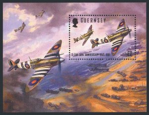 Guernsey 530, MNH. Michel 639 Bl.11. WW II,D-Day, 50th Ann.1994. Wing Spitfires.