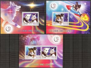 Ivory Coast 2017 Dogs in Space 3 S/S MNH