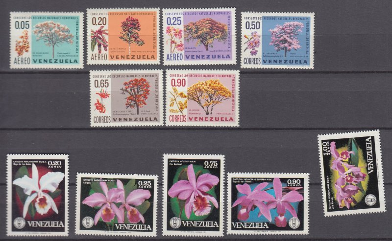 J40794 JL Stamps 1969 & 71 venezuela sets mnh #935-7,c1009-11, c10055-9 flowers