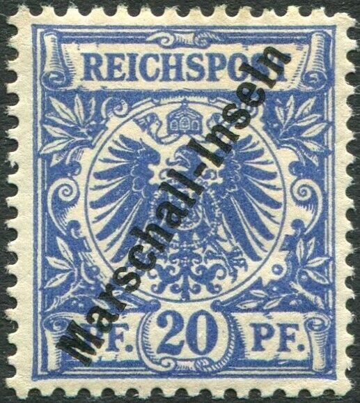 MARSHALL ISLANDS-1897-1900 20pf Ultramarine Sg G4 MOUNTED MINT V36435