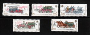 FIRE ENGINES, VEHICLES = Set of 5 = Russia 1984 Sc 5319-23 MNH
