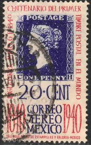 MEXICO C105, 20¢ Penny Black Centennial. Used. VF.  (679)