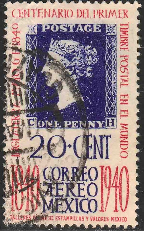 MEXICO C105, 20¢ Penny Black Centennial. Used. VF.  (679)