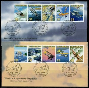 MARSHALL ISLANDS 1996  AIRCRAFT BIPLANES SET ON FIVE FIRST DAY COVERS  