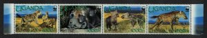 Uganda WWF Spotted Hyaena Strip of 4v 2008 MNH SC#1892a-d SG#2551-2554