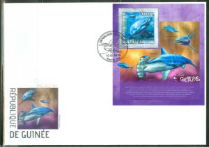 GUINEA  2014 SHARKS SOUVENIR SHEET FIRST DAY COVER