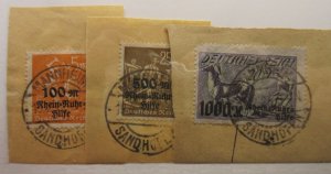 GERMANY, Scott: B5, B6, B7, USED on pieces, Lot31, Cat $114