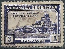 Dominican Republic 279 (used) 3c Tower of Homage, Ozama Fortress, vio (1932)
