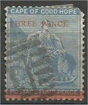 CAPE OF GOOD HOPE, 1879, used 3p on 4p blue Scott 29