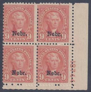 Scott #678 Mint plate block of 4