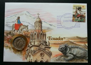 Ecuador Daily Life 1986 Chameleon Church FDC (coin cover)