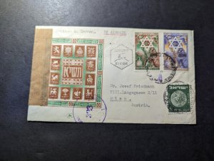1950 Censored Israel Airmail First Day Cover FDC Jerusalem to Vienna Austria